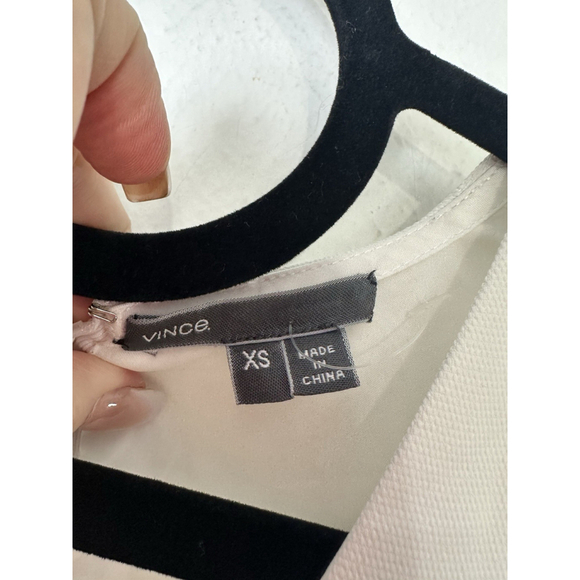 Vince Cap Sleeve Popover Shift Dress XS White Pockets V-Neck Lined Office Career - Picture 7 of 13